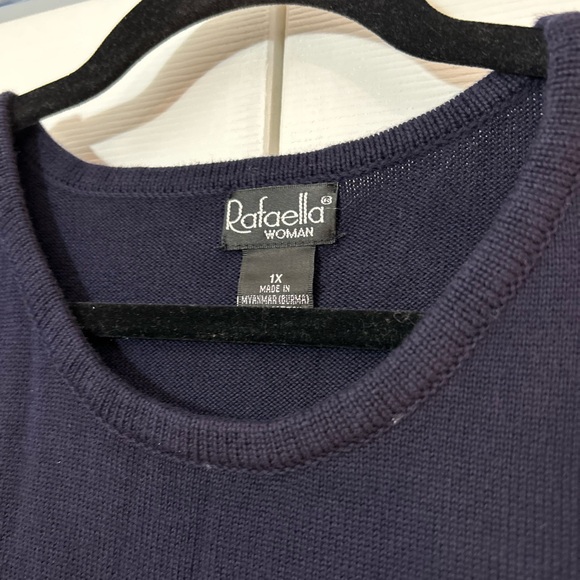 Rafaella 1X Navy American Flag Knit Sweater Top Patriotic - Picture 2 of 5